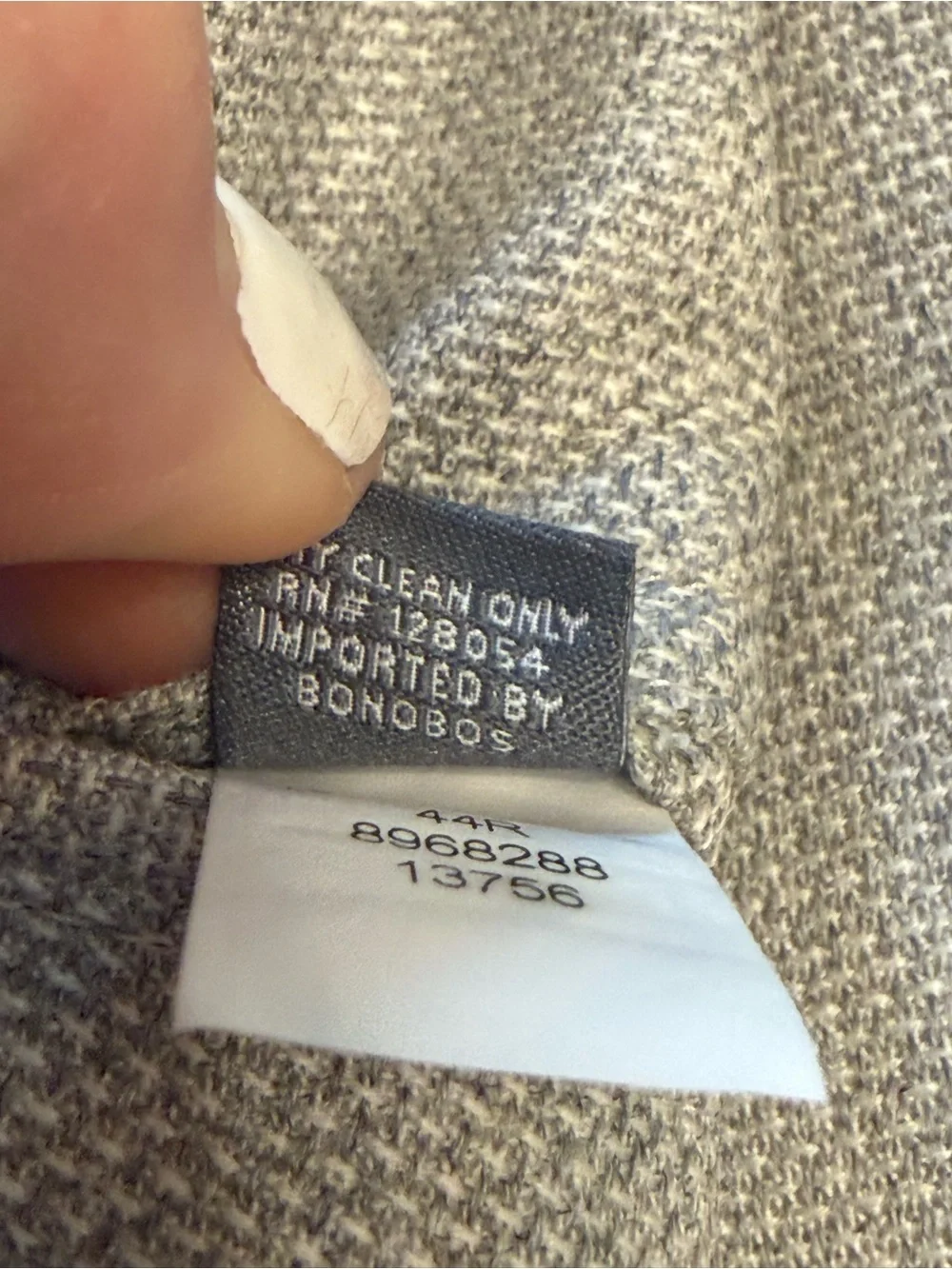 Bonobos VBC 100% wool sport coat blazer gray 44R standard fit Italian heritage